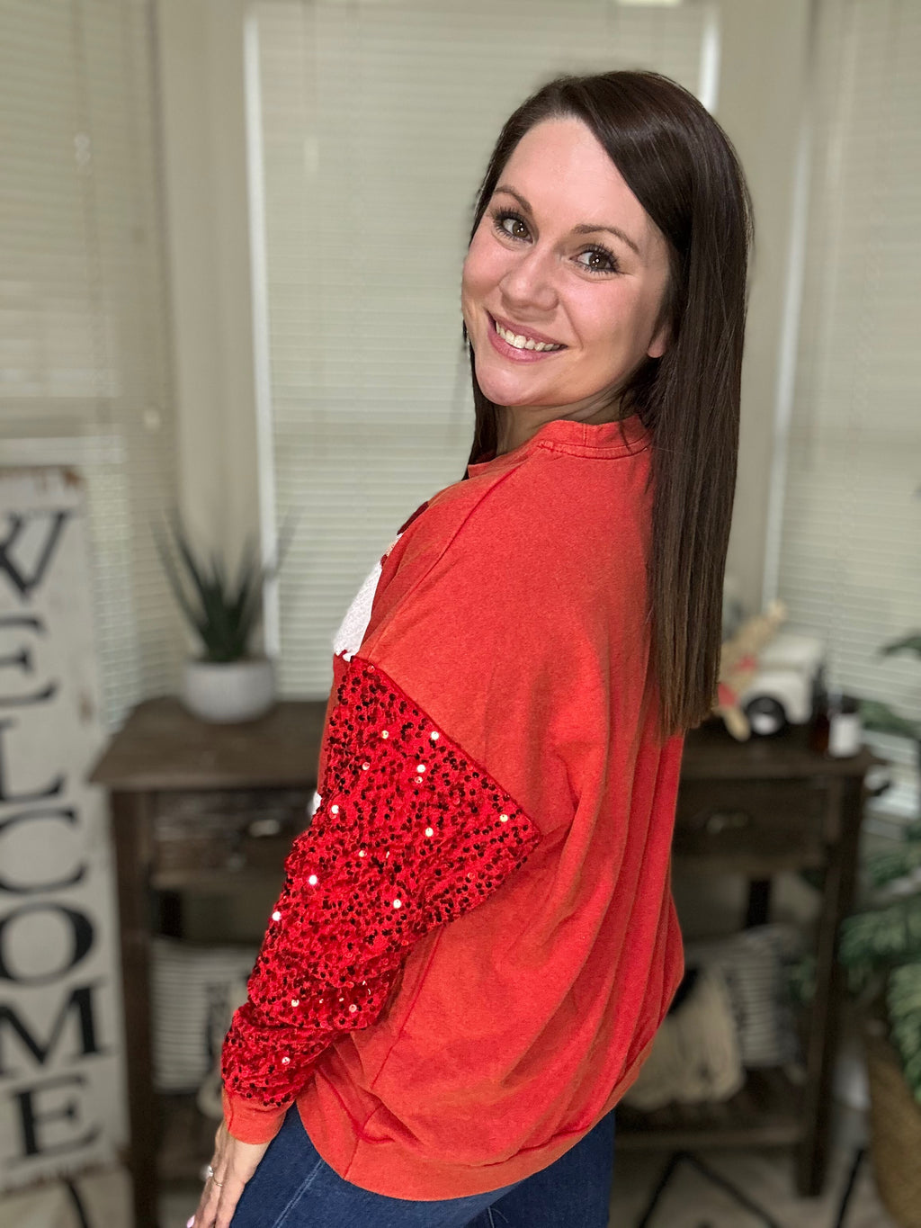 Sequin Santa Luxe Pullover