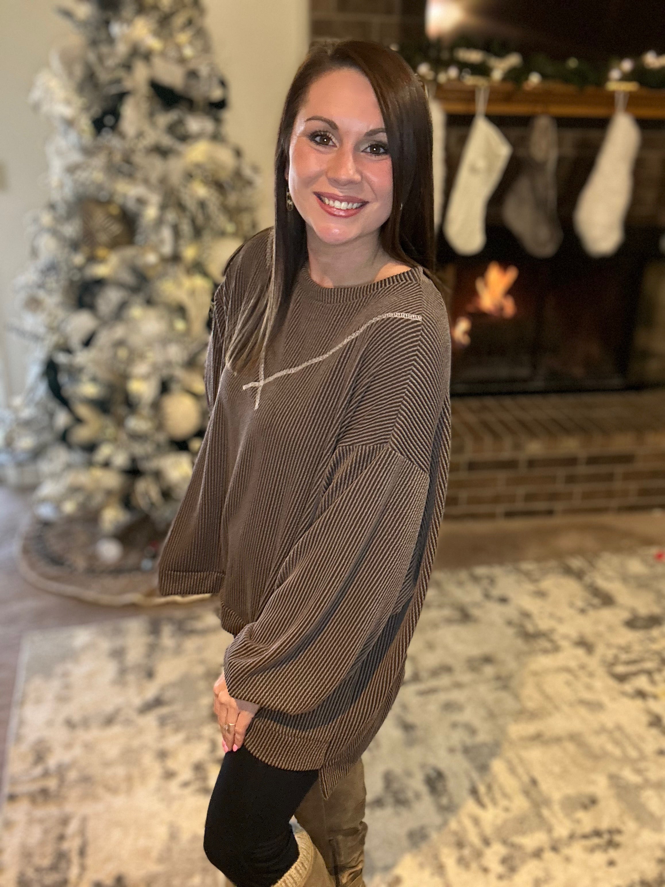 Coffee Cloud Ribbed Top