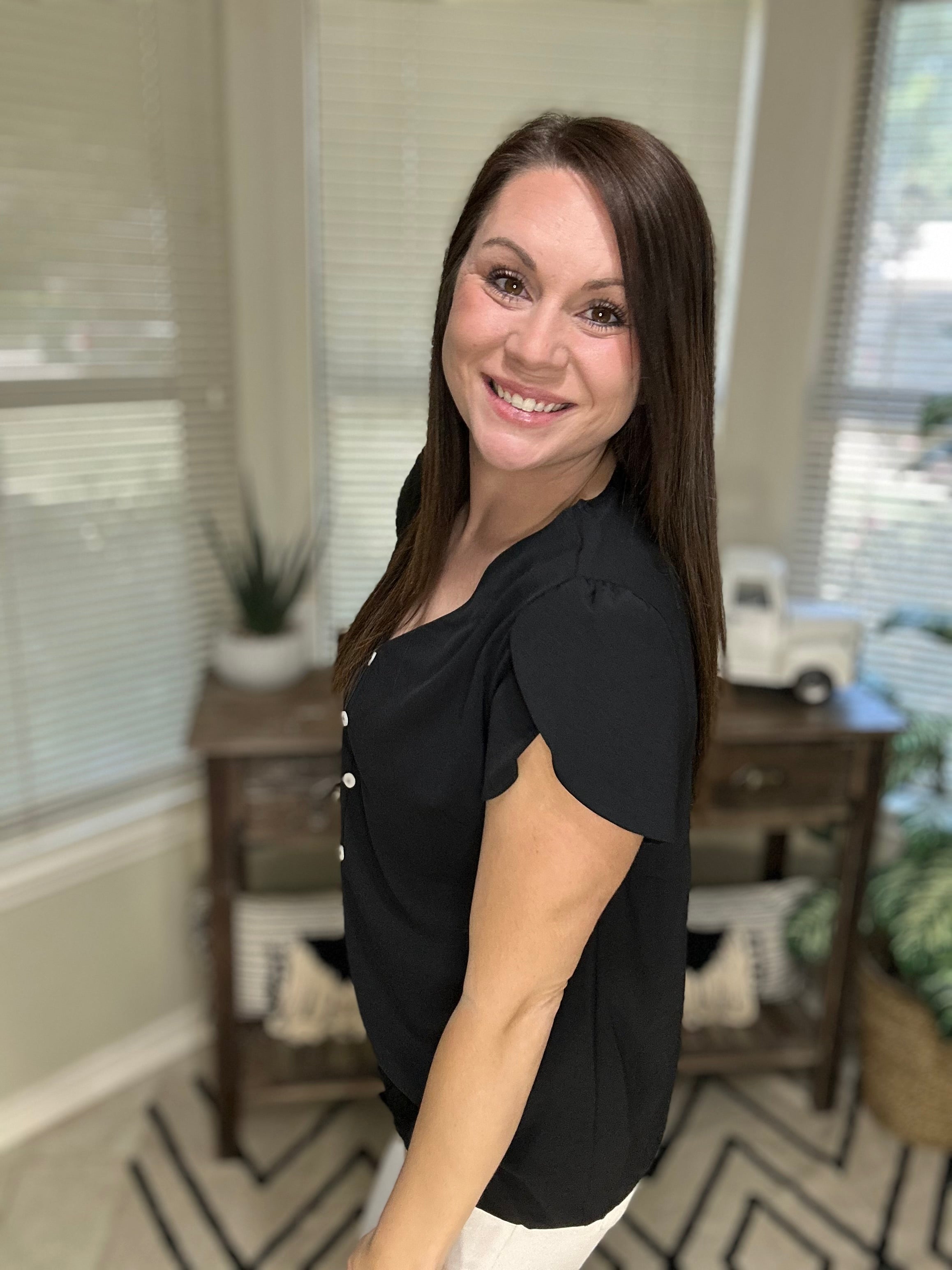 Black Petal Flow Blouse