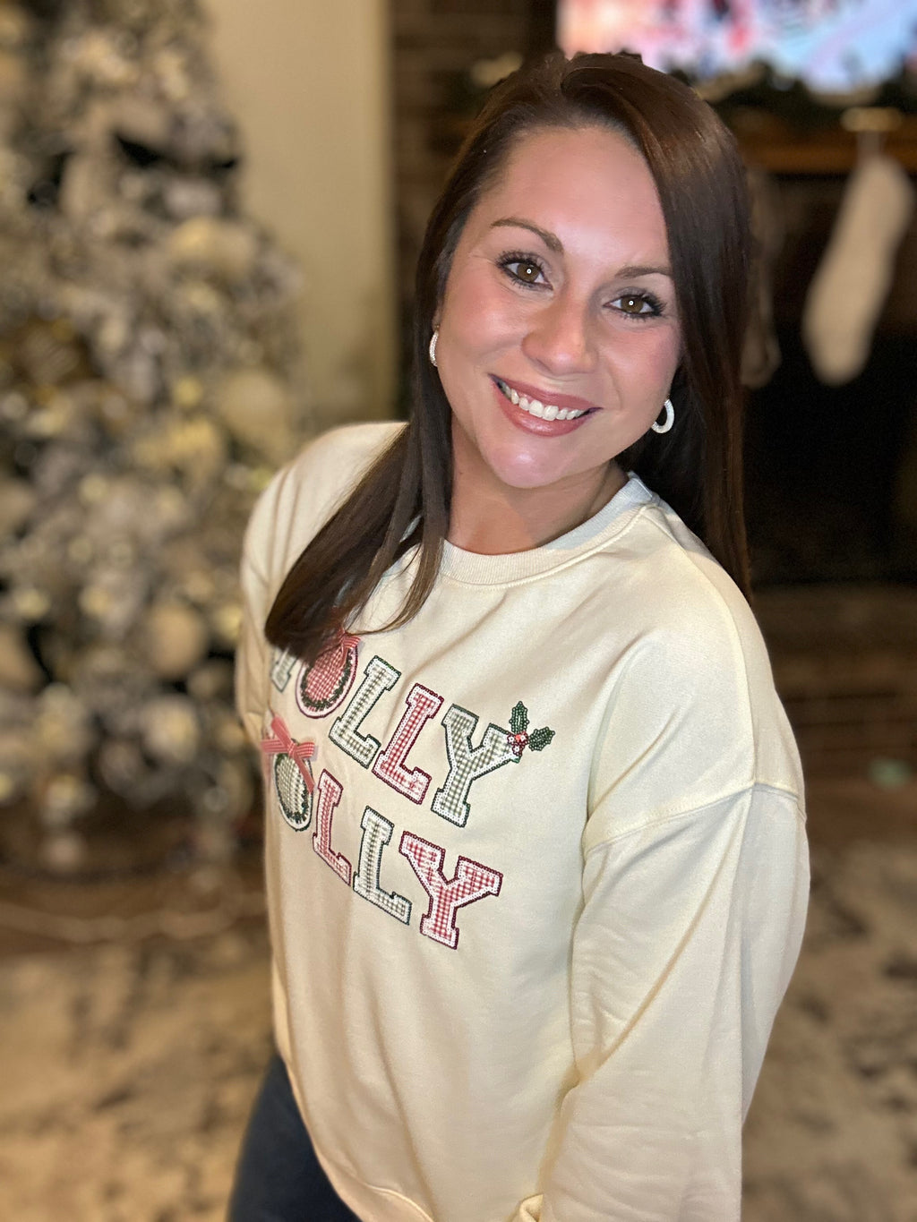 Holly Jolly Embroidered Sweatshirt