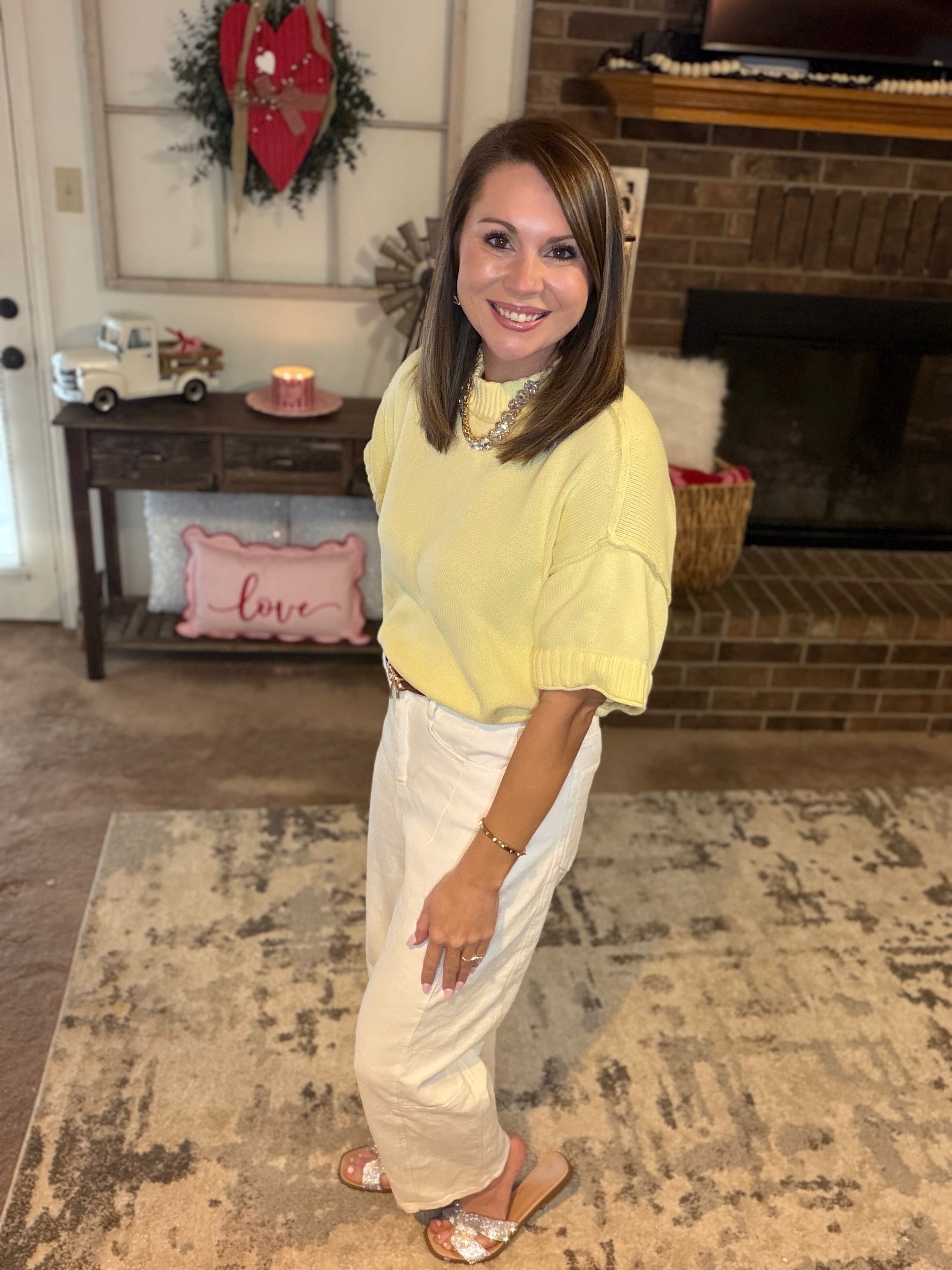 White Barrel Twill Pants