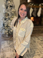 Floral Stripe Contrast Shacket