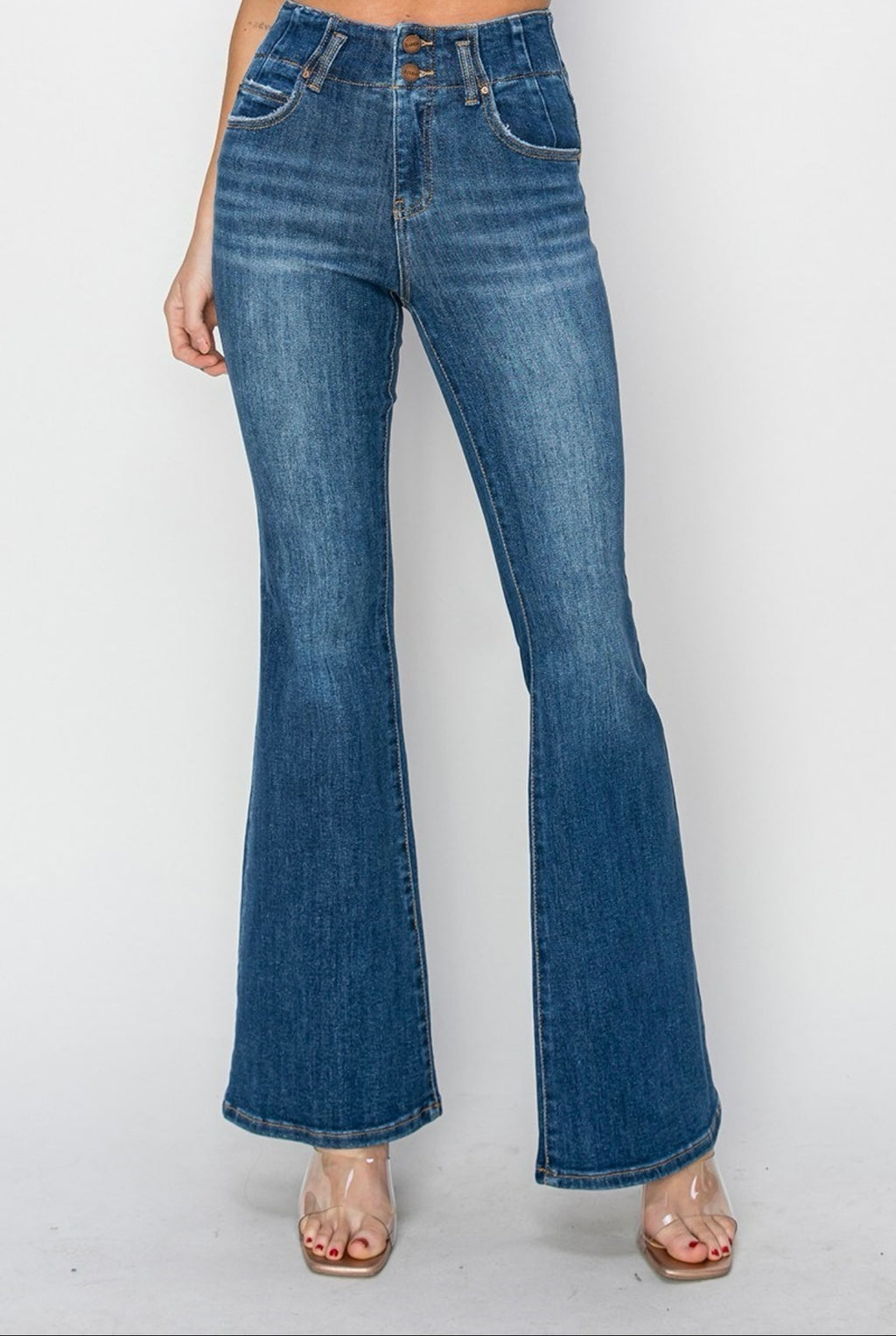 High Rise Flare Double Bottom Jeans