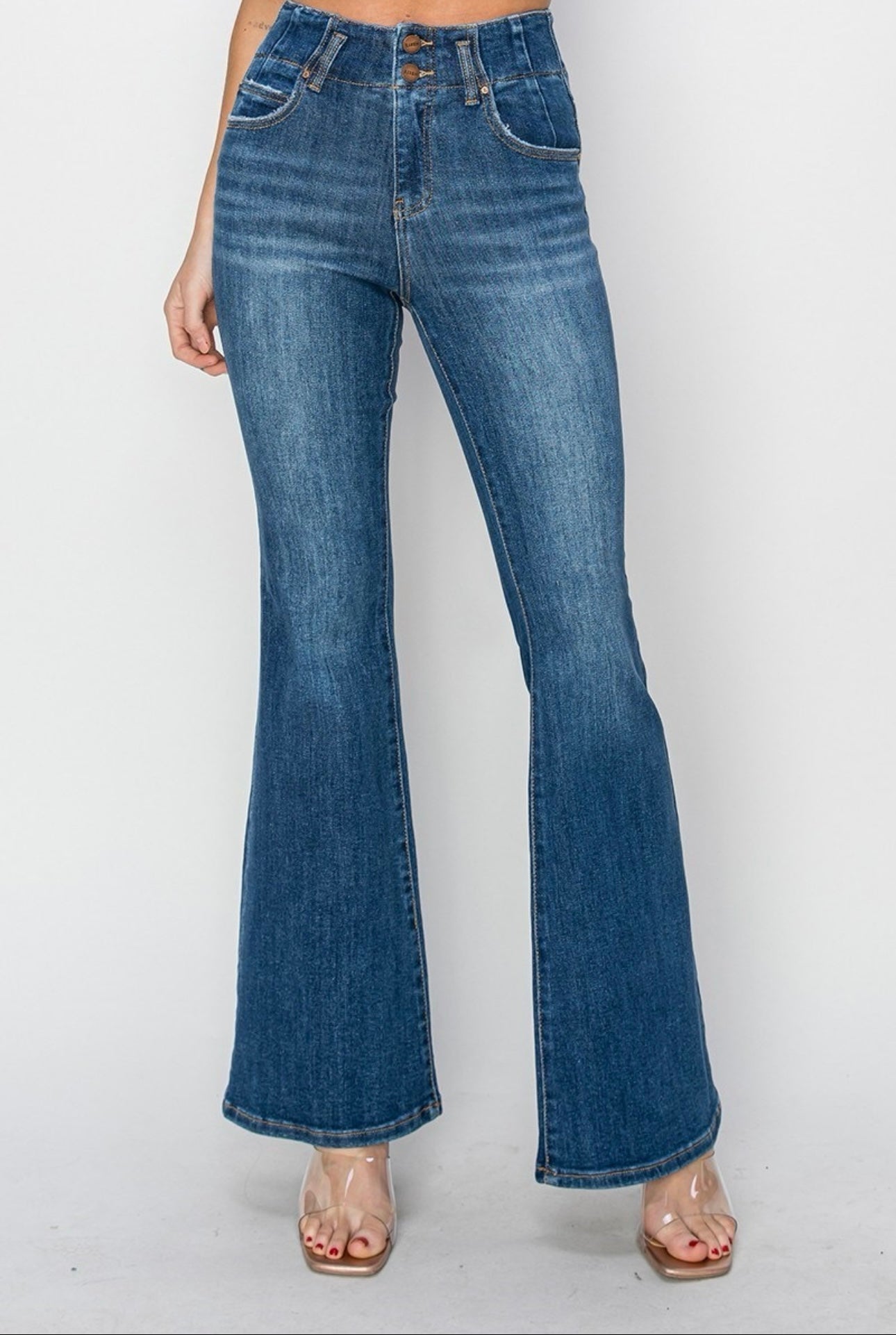 High Rise Flare Double Bottom Jeans