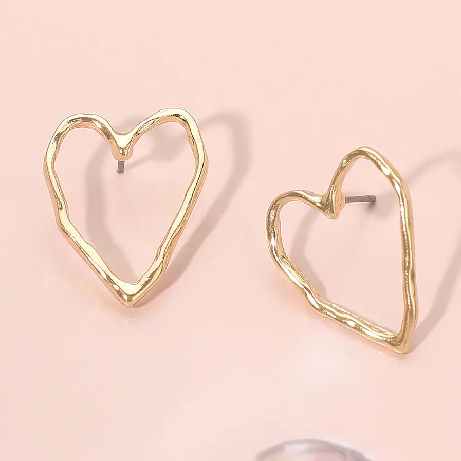 Gold Open Heart Earrings