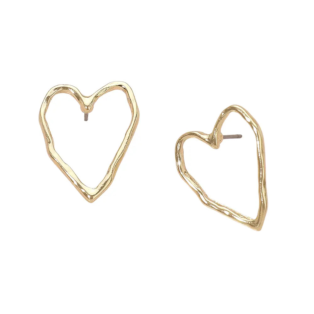 Gold Open Heart Earrings