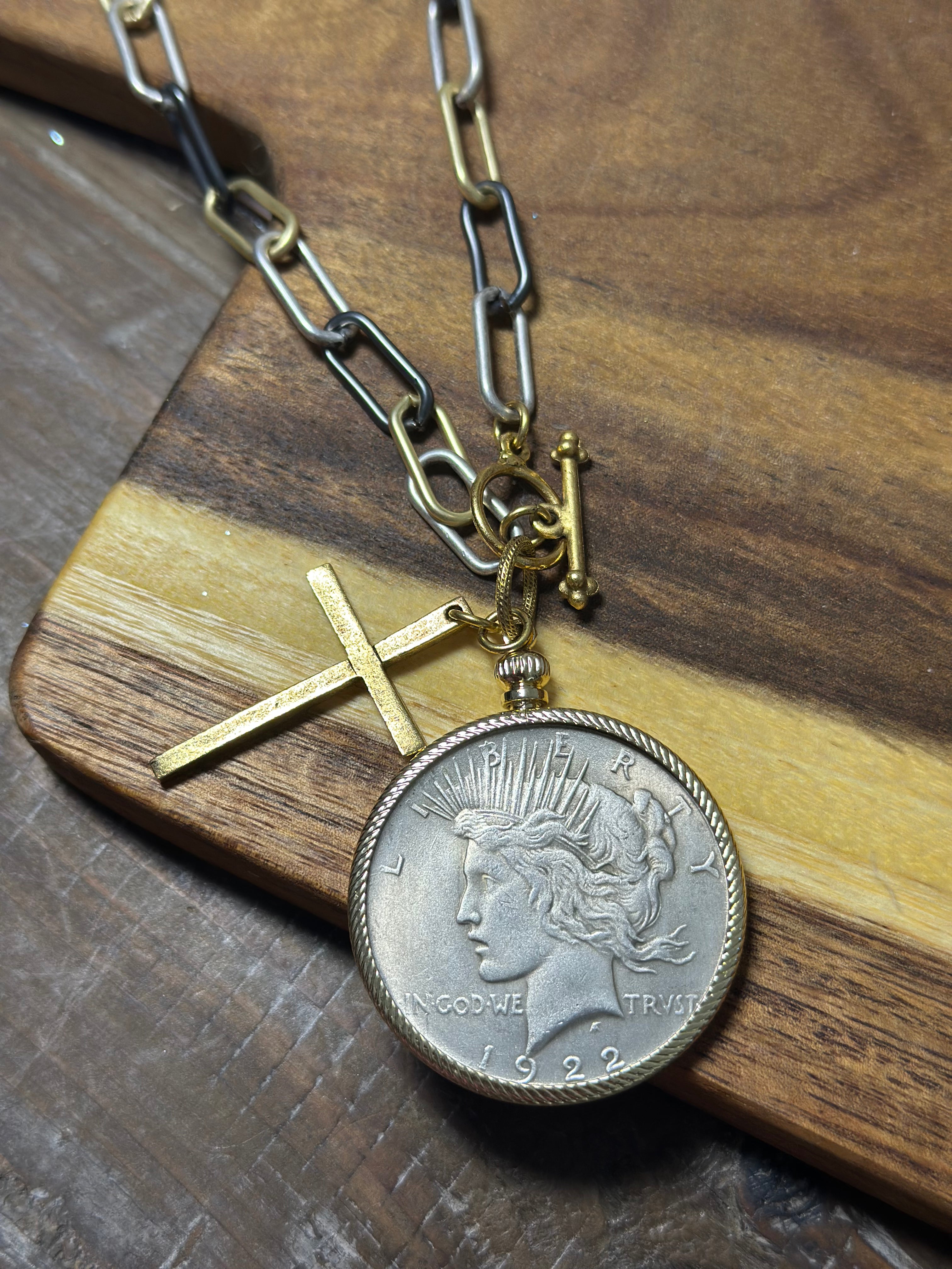 Liberty Coin Cross Necklace