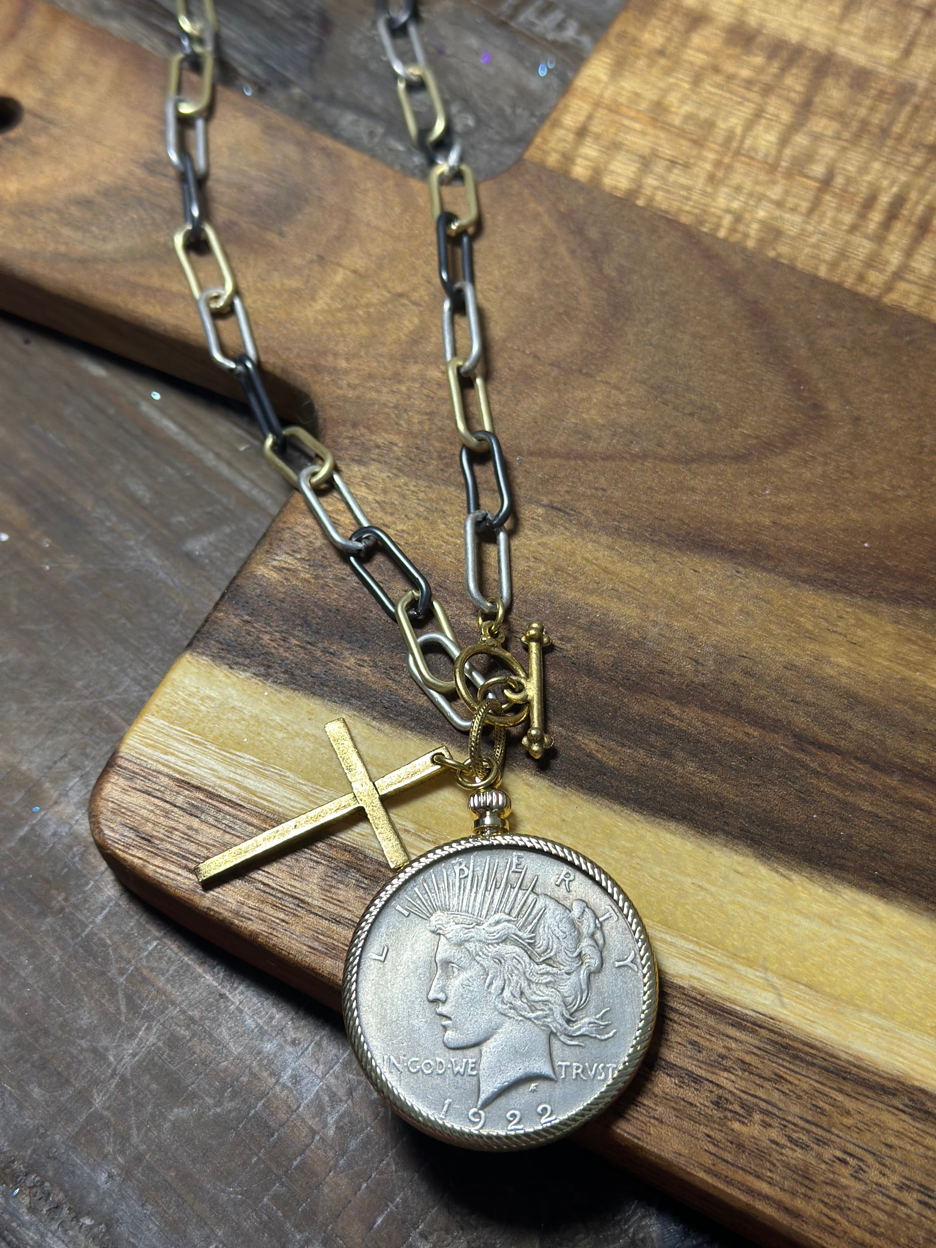 Liberty Coin Cross Necklace