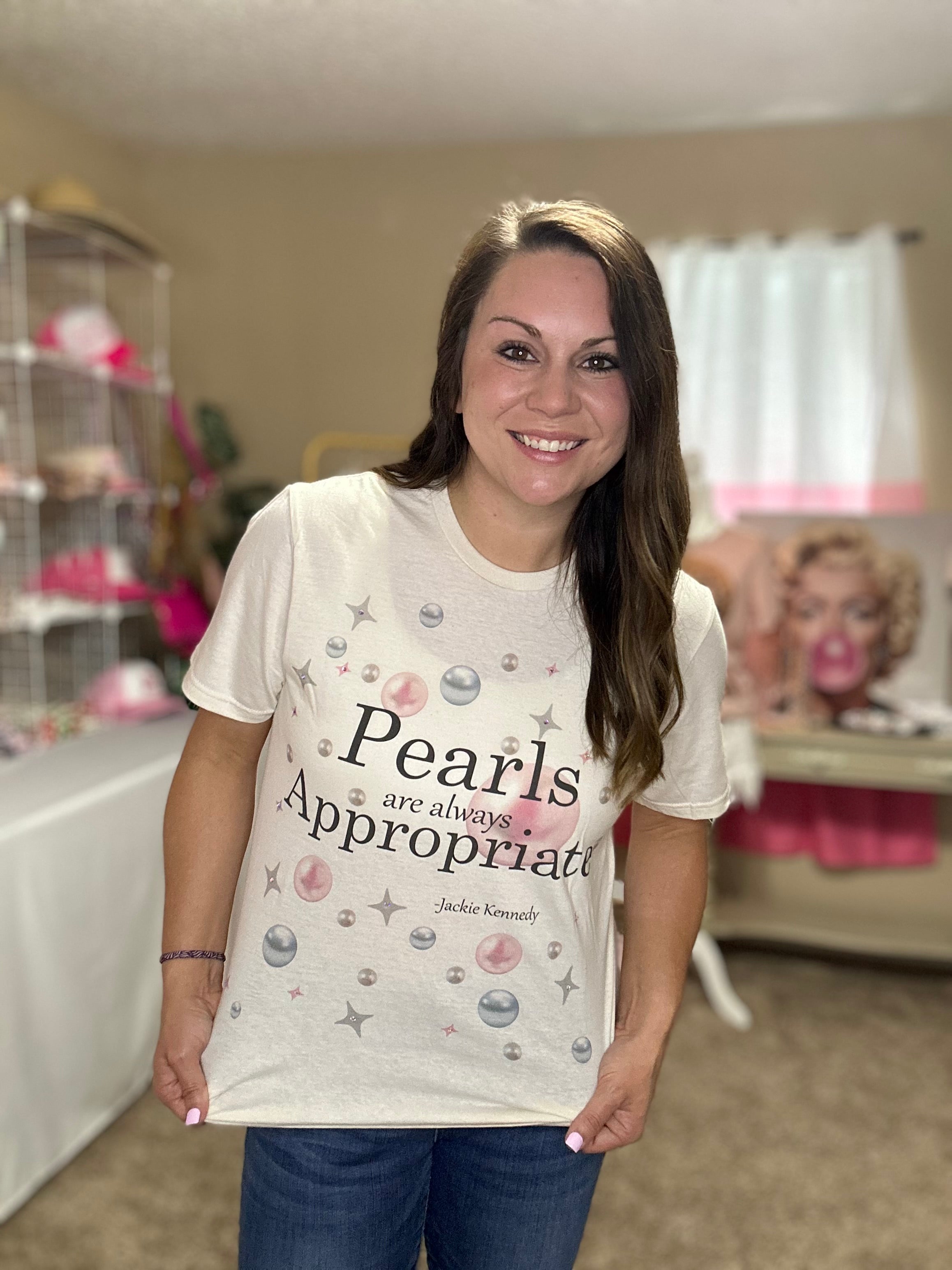 Pearls Rhinestone Graphic-tee