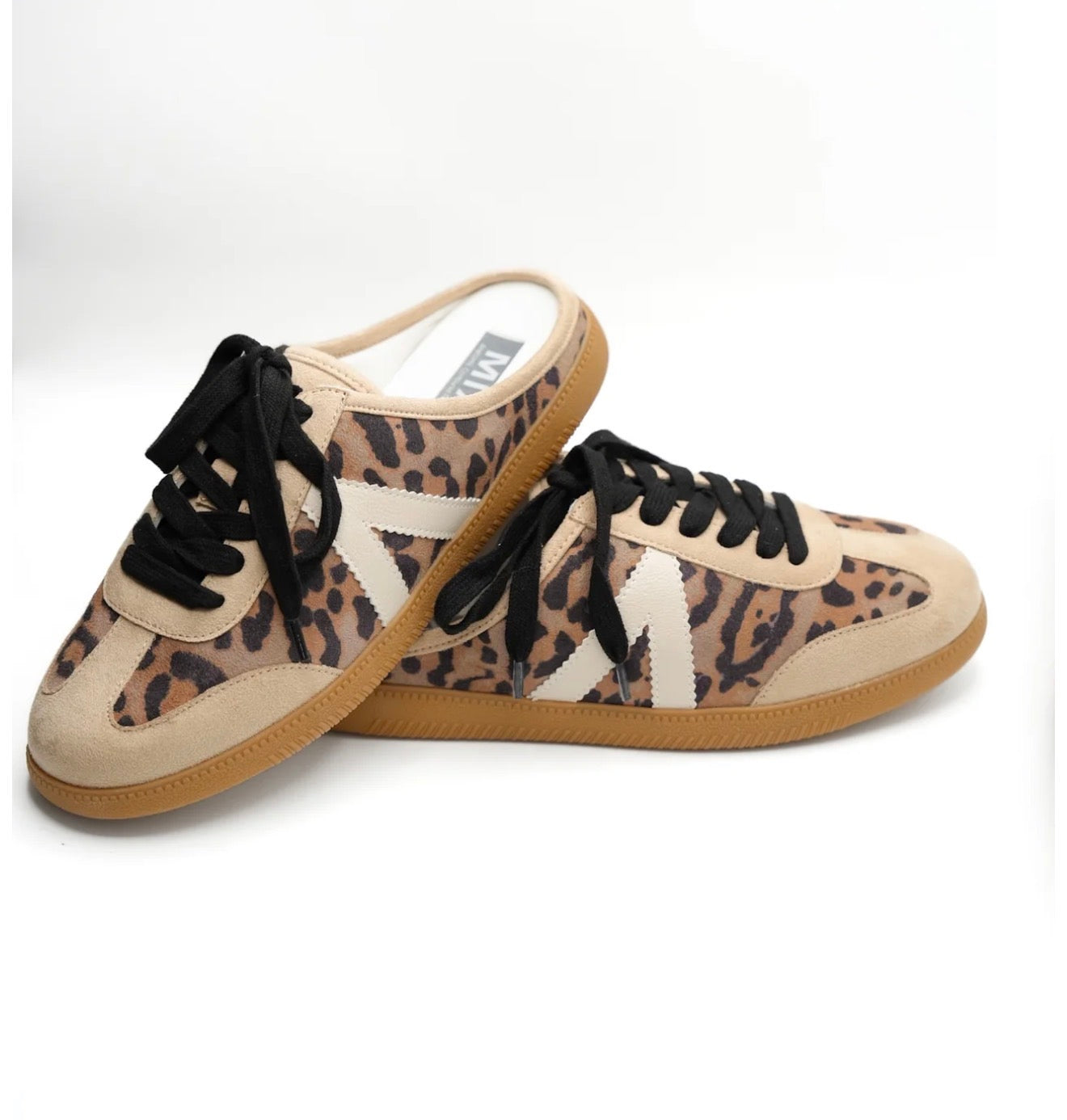 Leopard Print Slip On Sneaker Mule with Suede Trim