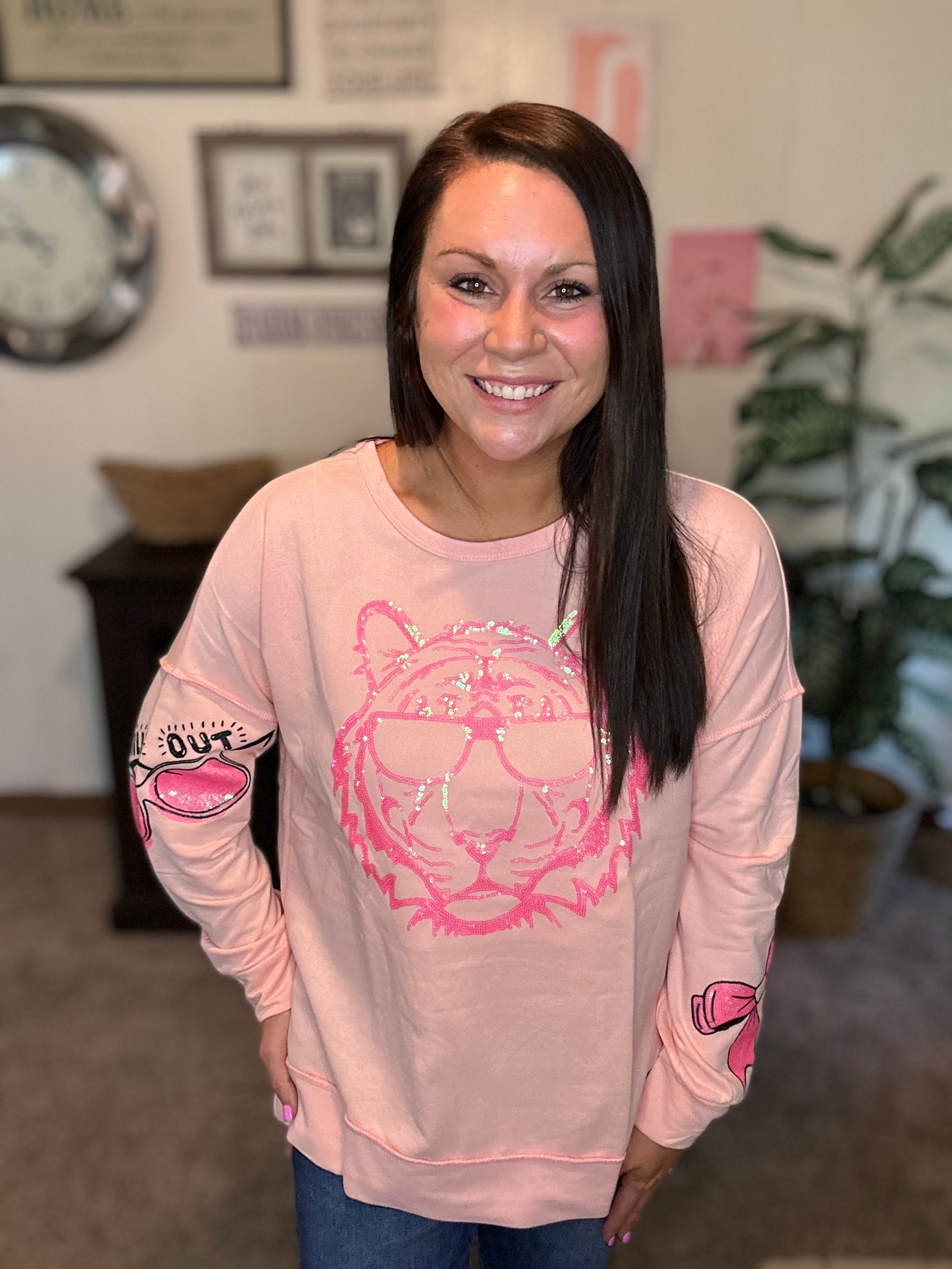 Chill Out Tiger Peach Sweatshirt