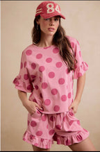 Polka Dots Ruffled 2Pc Short Set