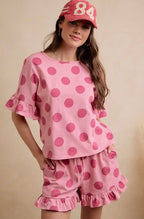 Polka Dots Ruffled 2Pc Short Set
