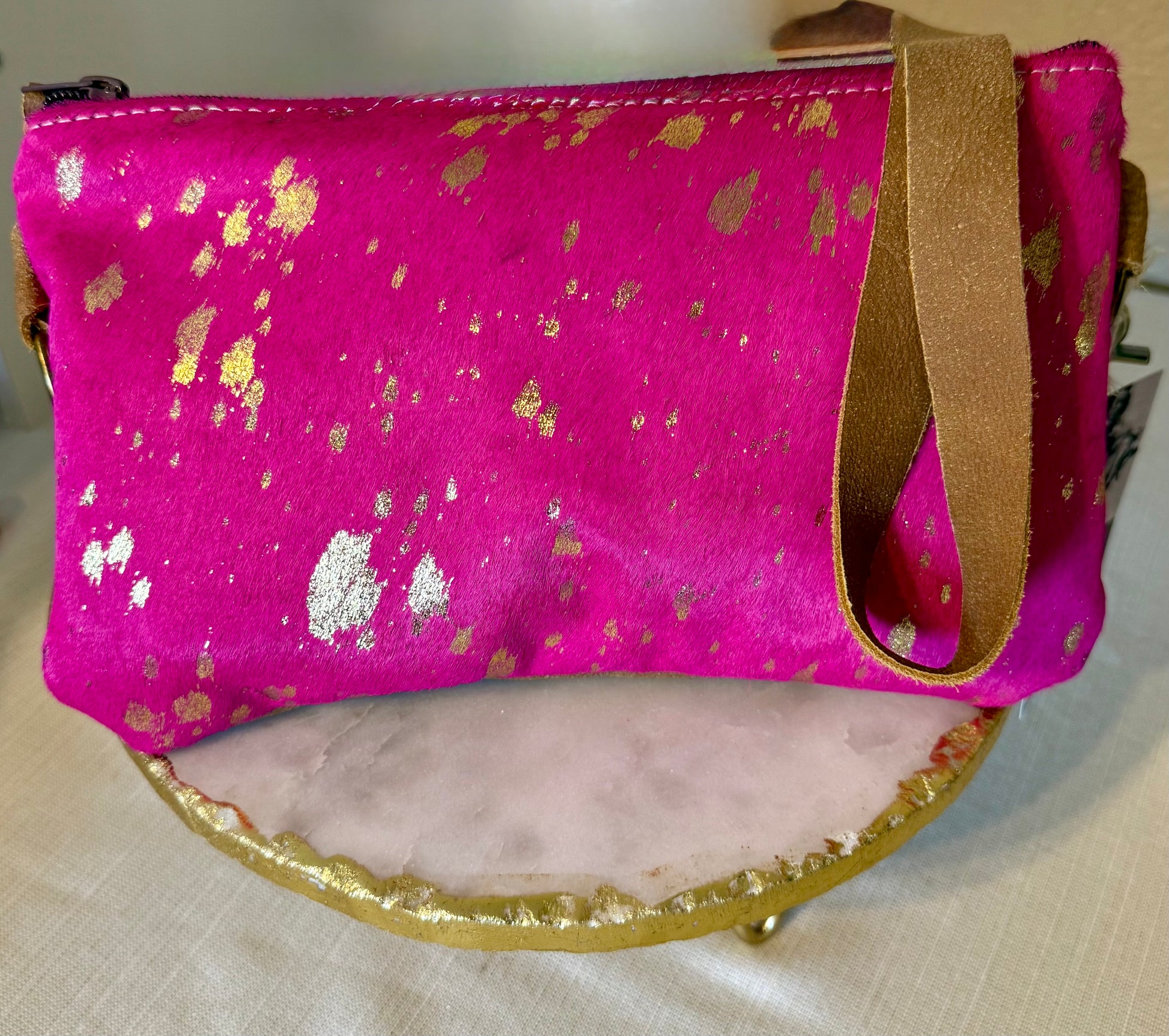 Hot Pink Cowhide Crossbody