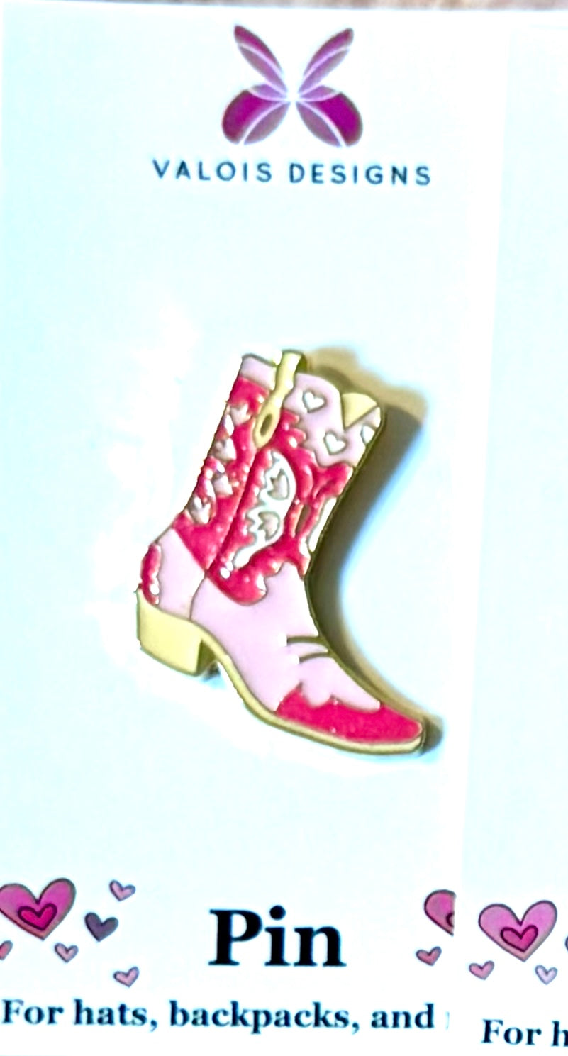 Fun Hat Pin - Pink Boot