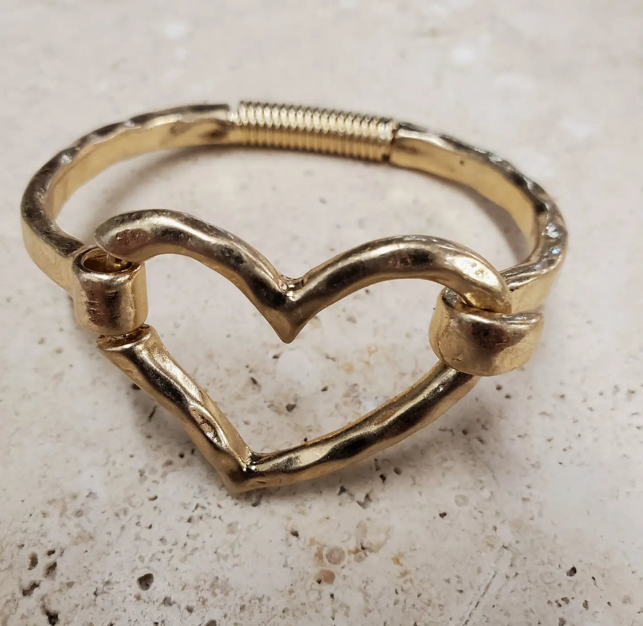 Beautiful Heart Cuff Bracelet Gold and Silver