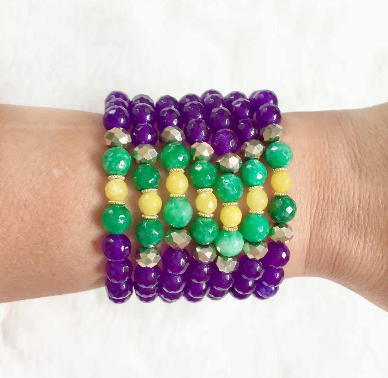 Purple Beaded Mardi Gras Bracelet