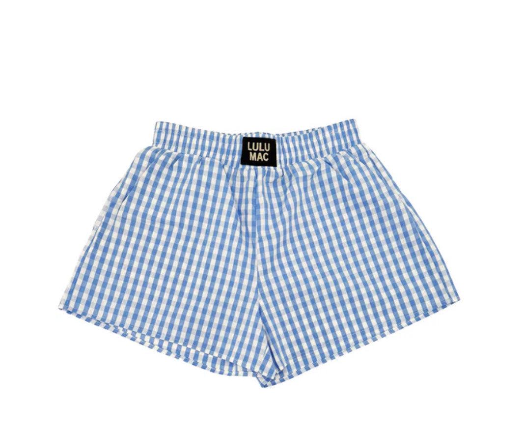 Gingham Boxer Shorts -Blue