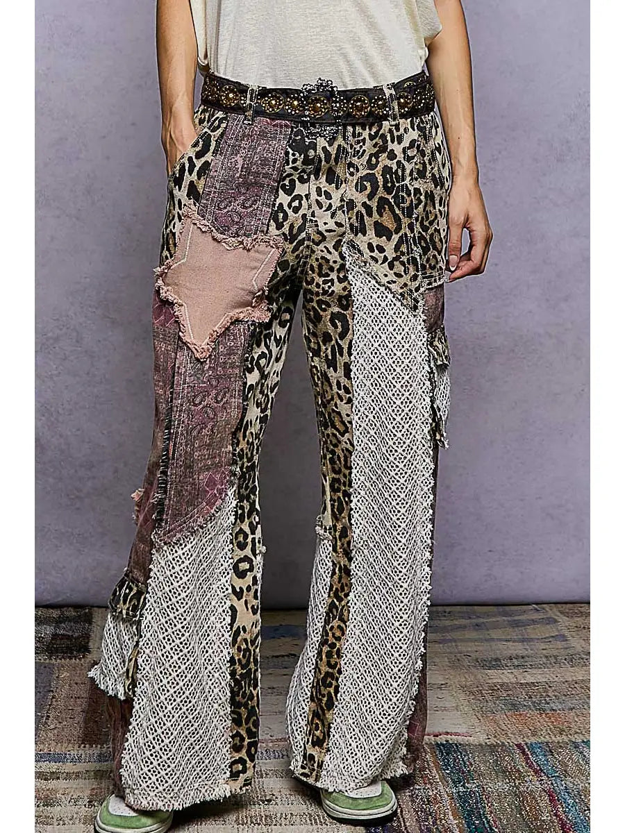 Patchwork Twist Twill Pants