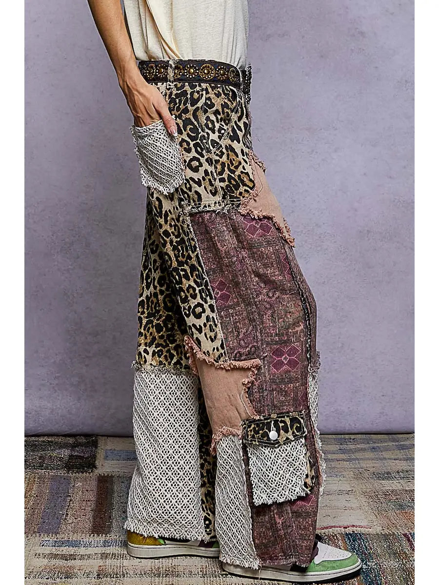 Patchwork Twist Twill Pants