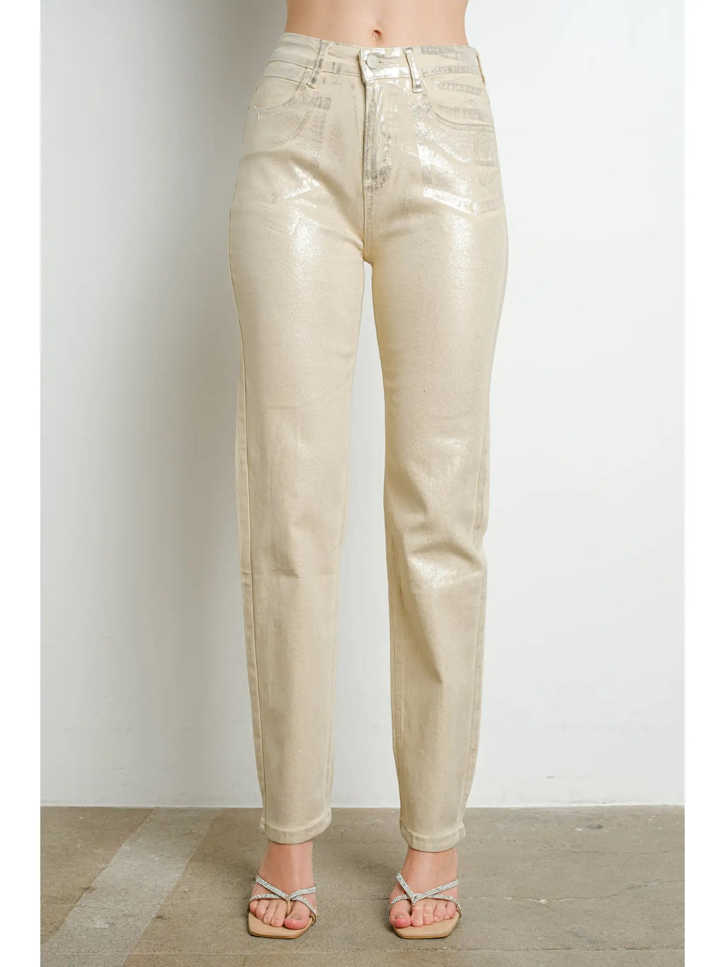 Metallic Beige Pants