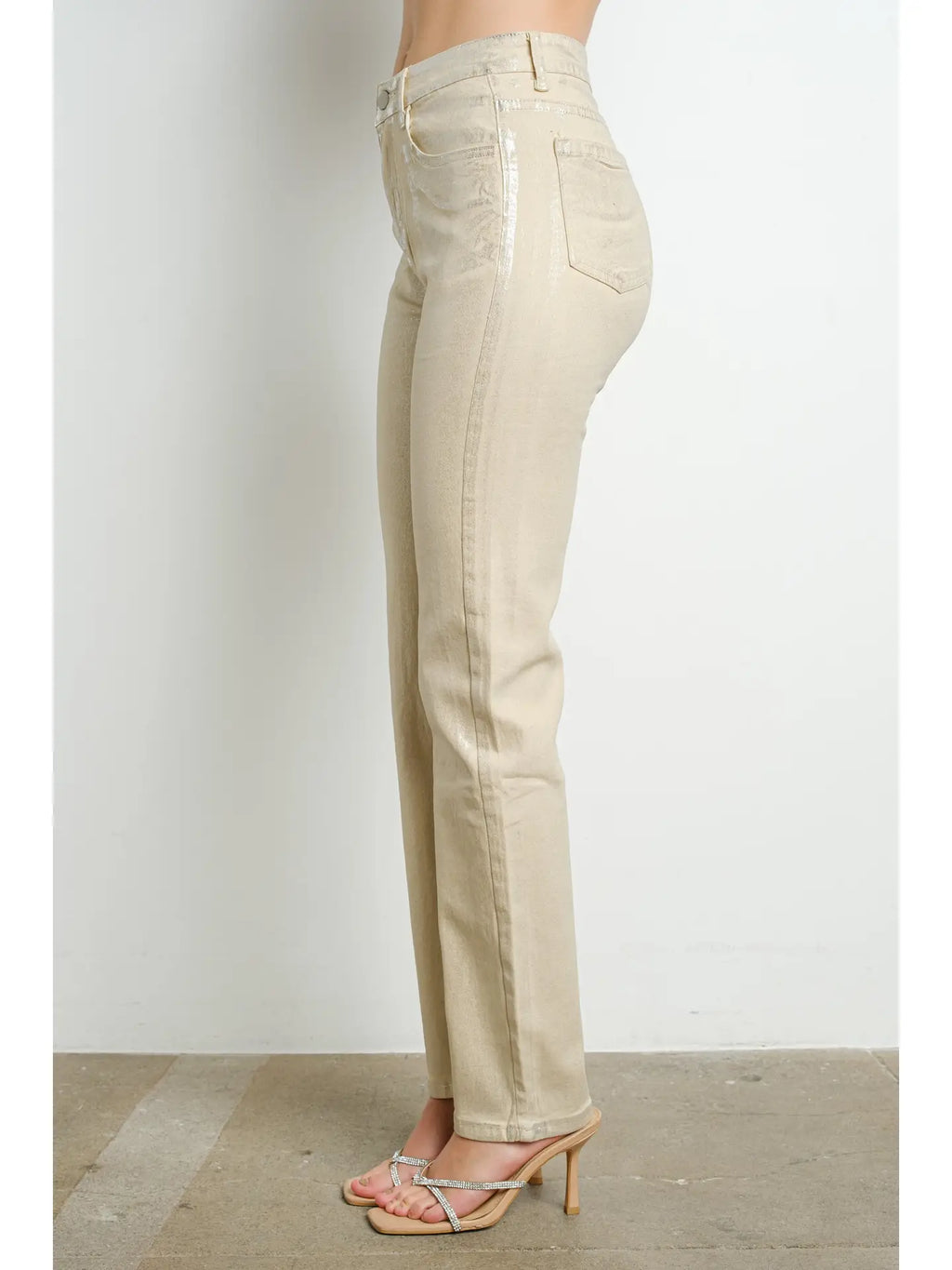 Metallic Beige Pants