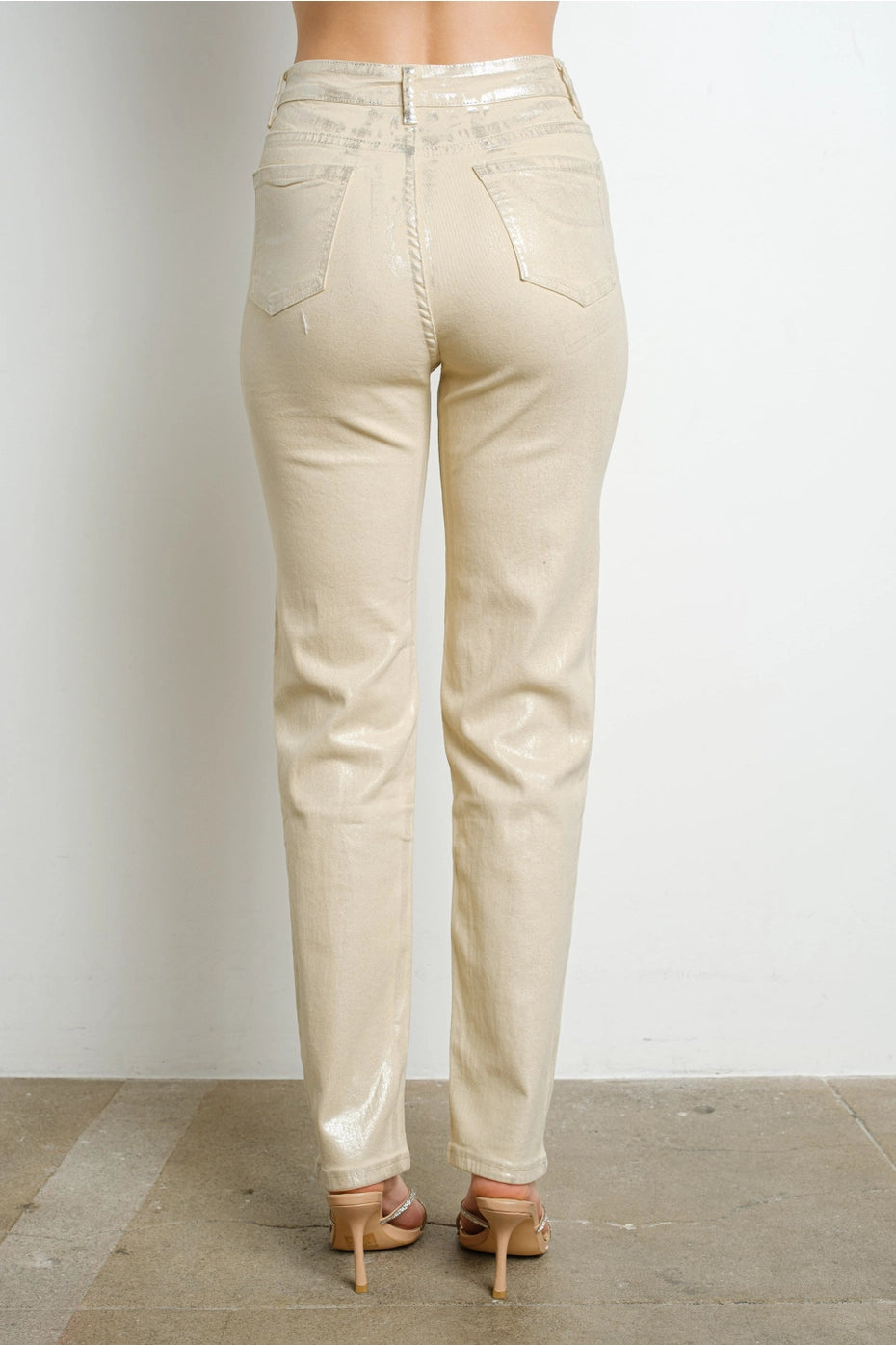 Metallic Beige Pants