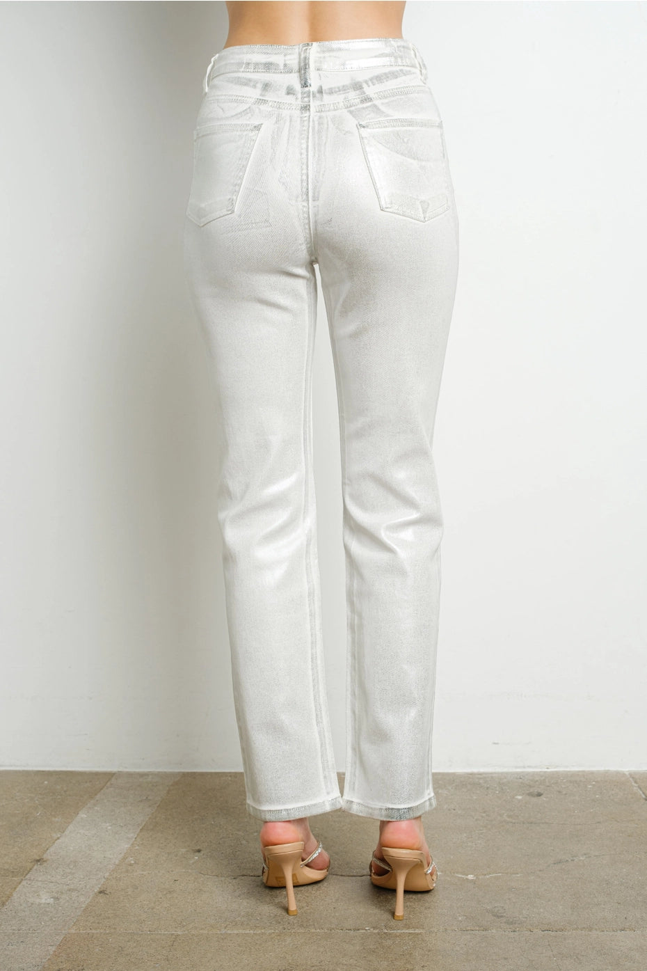 Metallic White Pants