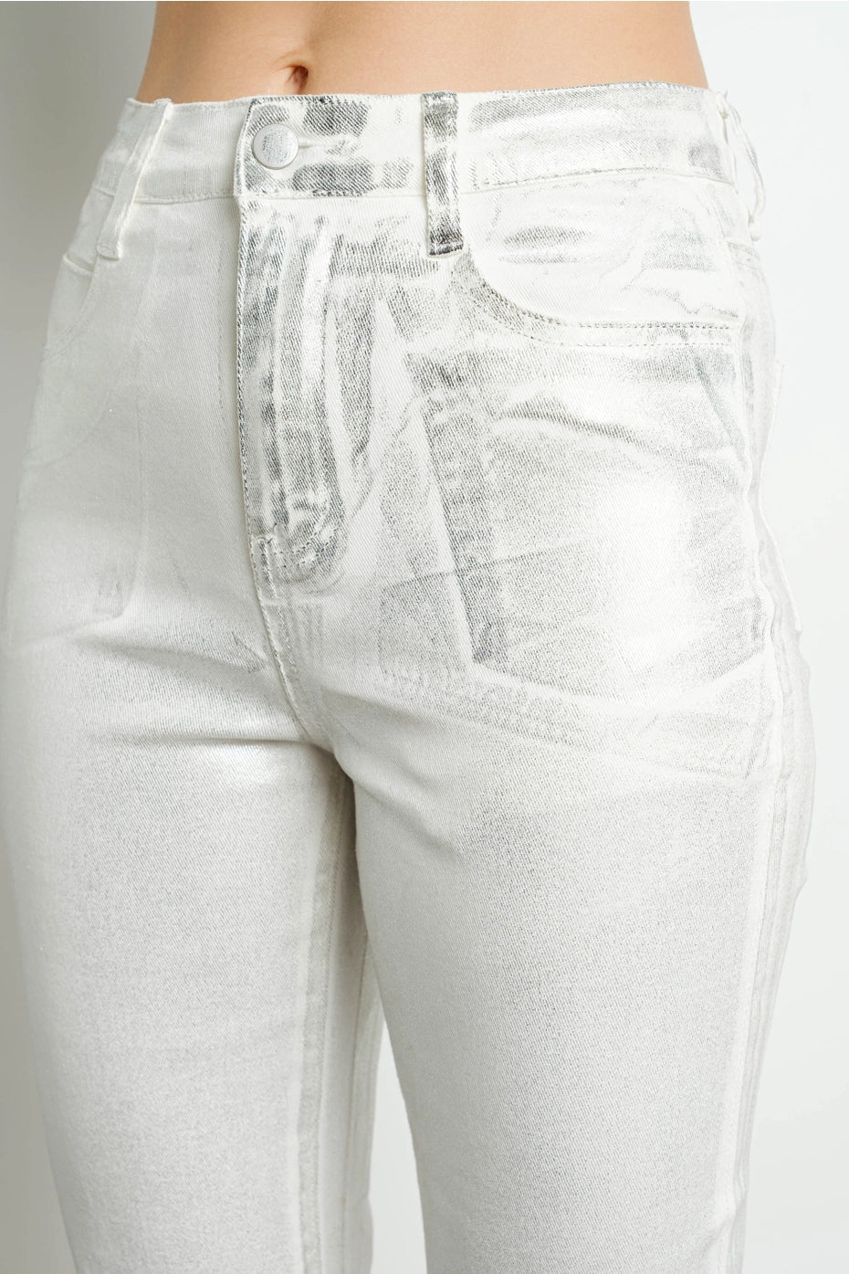 Metallic White Pants