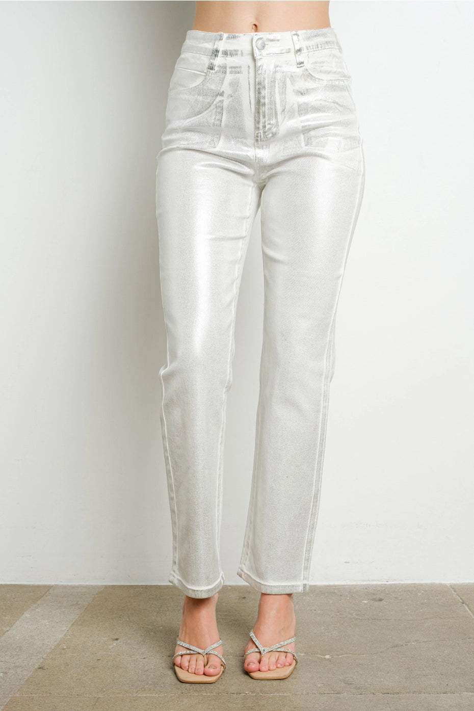 Metallic White Pants